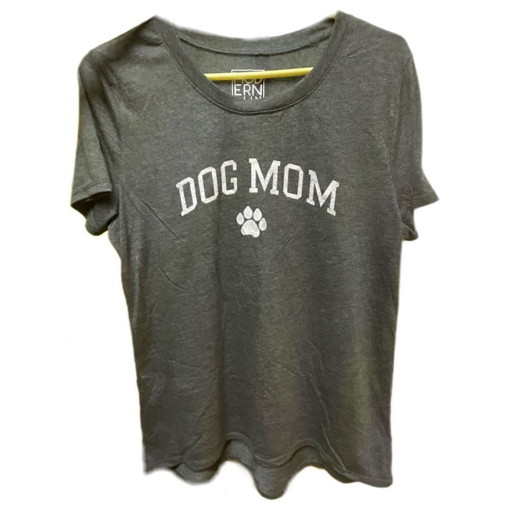 Modern Lux Tee Dark Gray Dog Mom Basic T-shirt Womens Size Extra Large